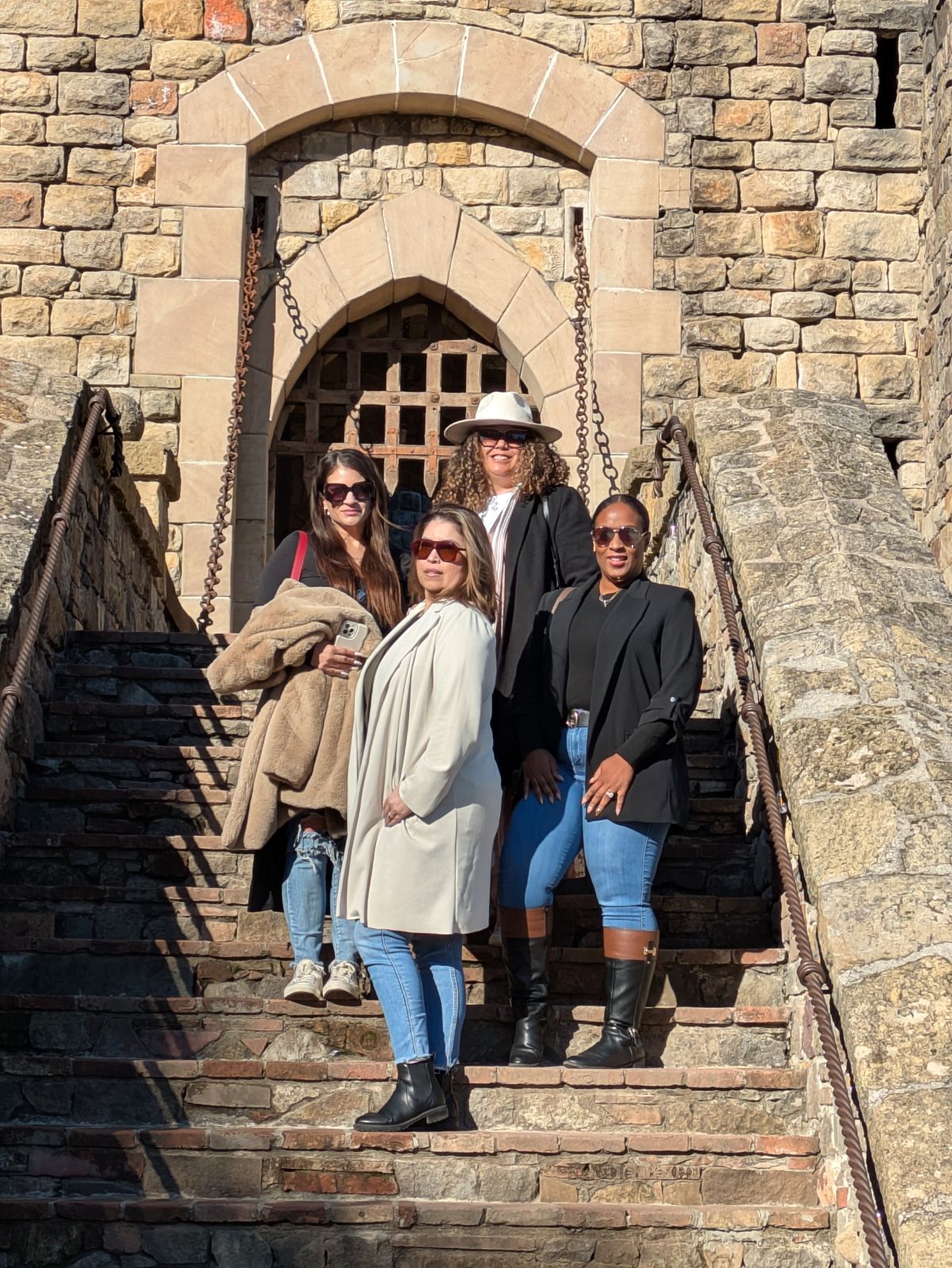 A lovely group of ladies experiencing the famous Castello di Amorosa in Napa Valley with Bliss Wine Tours